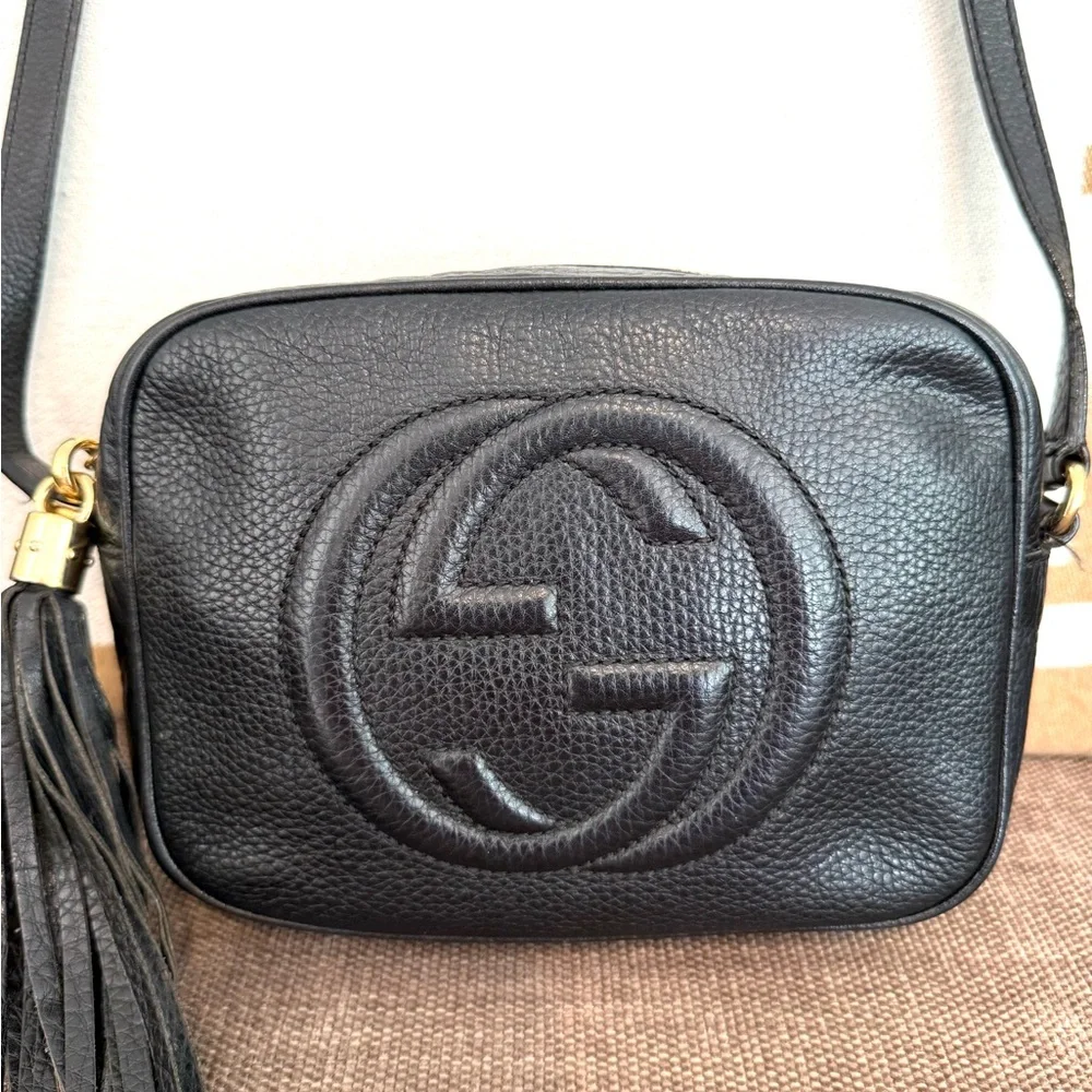 Gucci authentic disco soho crossbody bag black leather small size tassels - Picture 4 of 16